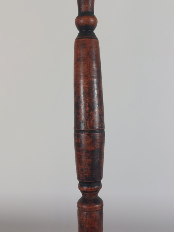 Image 1 of Candeliere antico in stile naif tornito, patina, arte popolare, scandinavo