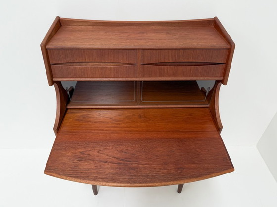 Image 1 of Mid-Century Teak Secretary Desk with Drawers | Gunnar Falsig by Falsig Mobler
