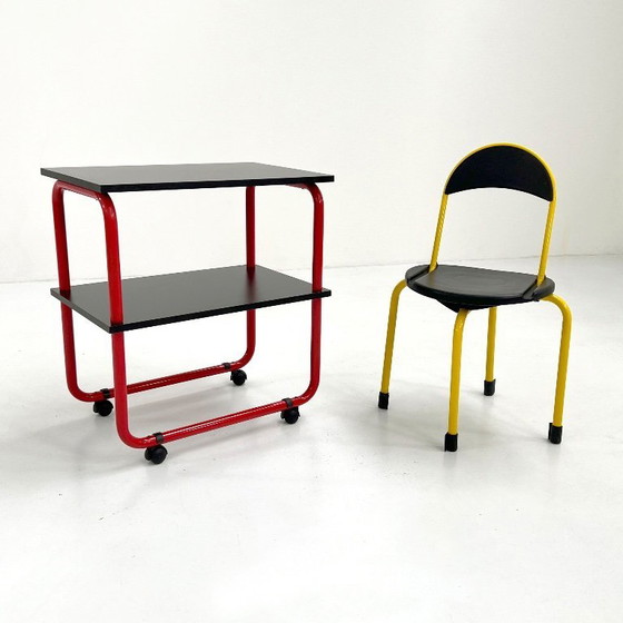 Image 1 of Black & Red Tubular Trolley, 1980s