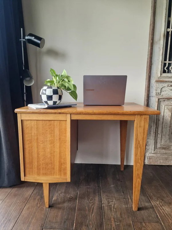Vintage oak Desk - Eeka Meubelen - 50s/60s – Mid-Century Modern – Wood, Mid Century Modern (photo 10 of 23)
