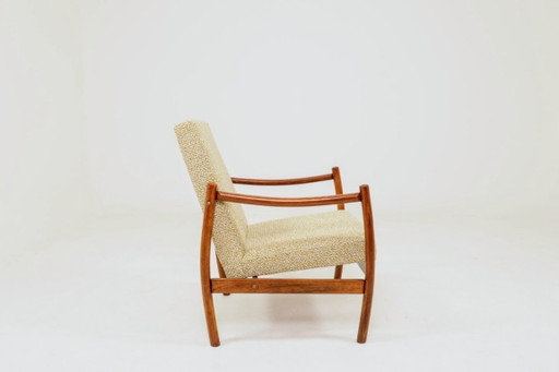 Modern longue chair green bouclé bentwood 1970