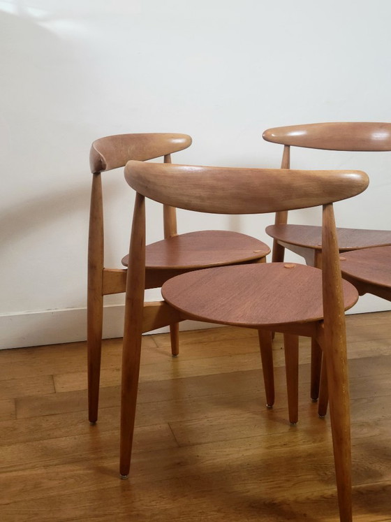 Image 1 of Set di quattro sedie "The Heart" di Hans J. Wegner per Fritz Hansen.