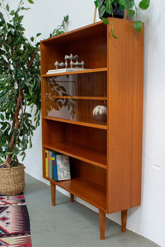 Image 1 of Vintage teakhouten vitrinekast boekenkast ladekast highboard