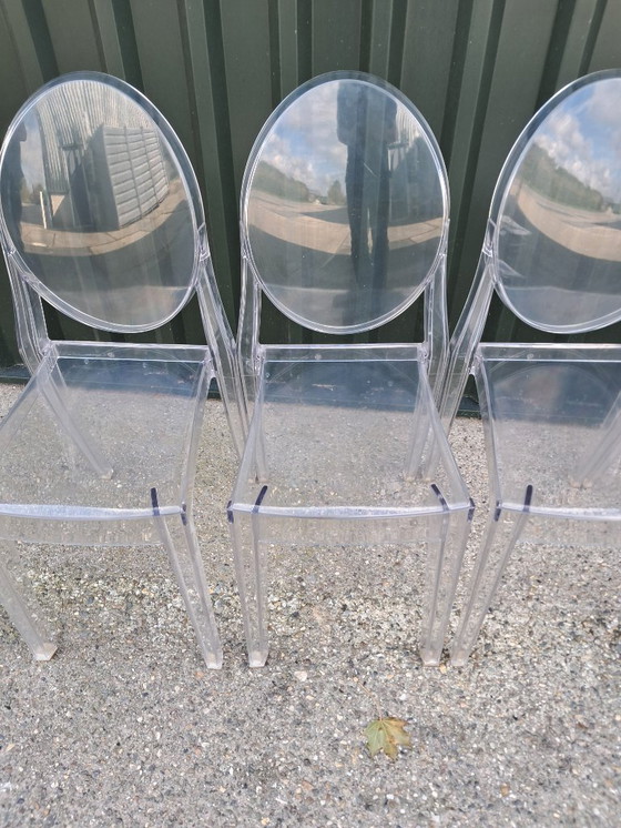 Image 1 of 6 Victoria Ghost chairs by Kartell, designed by Philippe Starck