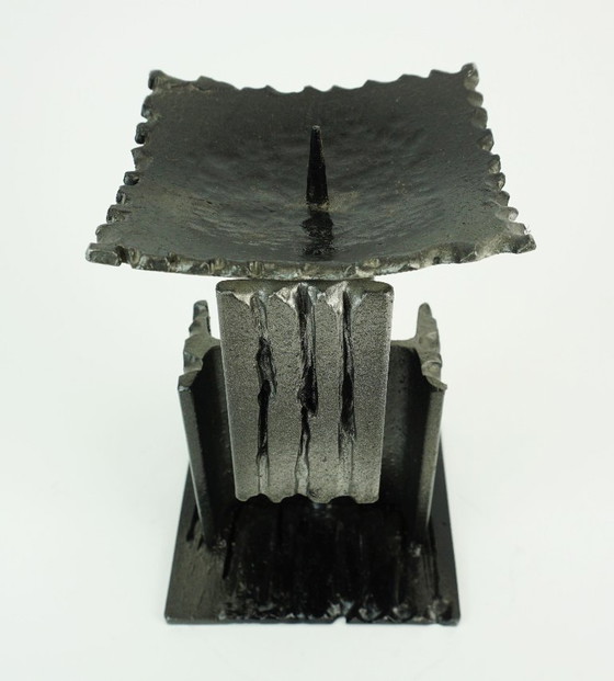 Image 1 of PORTACANDELE in ferro dal design brutalista moderno di metà secolo