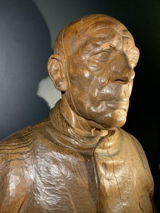 Frans Claessens, Levensgrote Buste van Pablo Picasso, Gesneden Hout, Jaren 30 – Beeldhouwkunst, Wood (photo 4 of 14)