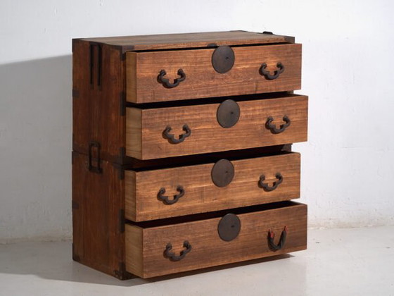 Antique Japanese multi-drawer tansu - Meiji Period / Taishō (c. ) #16 – Chest of drawers, Wood, Iron (photo 30 of 40)