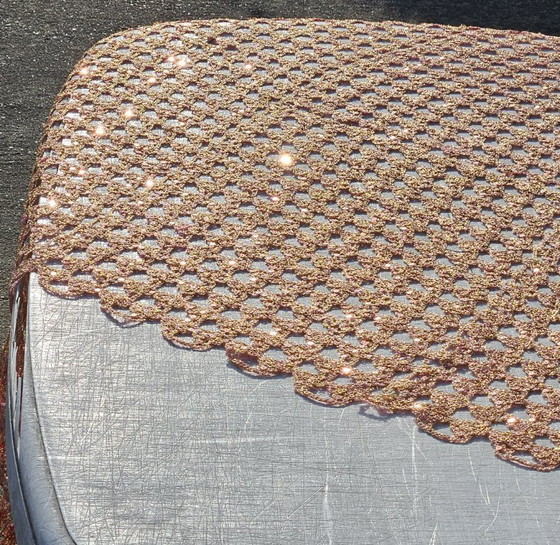 Image 1 of Vintage Rose-Gold Sequin Curtain – Mid-Century Modern, 60s Fabric