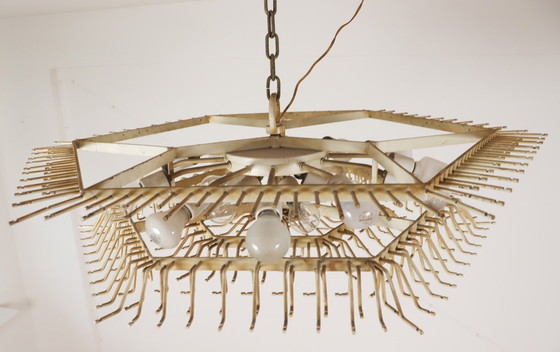 Image 1 of Weelderige kroonluchter van Paolo Venini voor Vivarini, Muranoglas/Prismaglas, Italië, jaren 70, op maat gemaakt