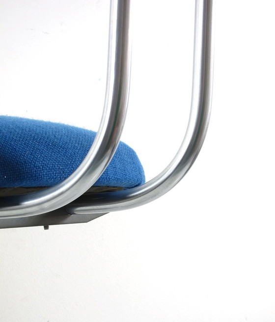 Image 1 of Chaise de bureau Gispen bleue vintage des années 1930
