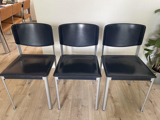 Image 1 of 4x Matteo Grassi eetkamerstoelen donkerblauw 