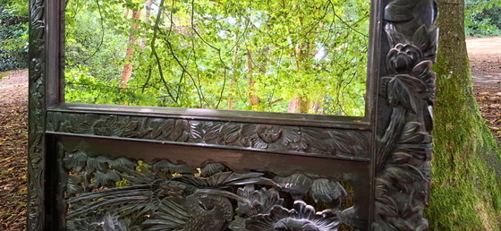 Image 1 of Mirror crafted from antique Asian folding screen