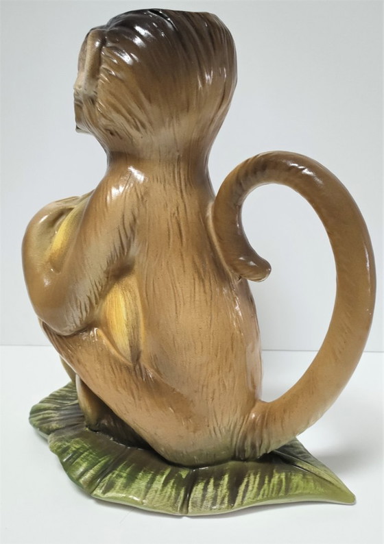 Image 1 of Keramische apenkan, beschilderd ontwerp uit de jaren 80