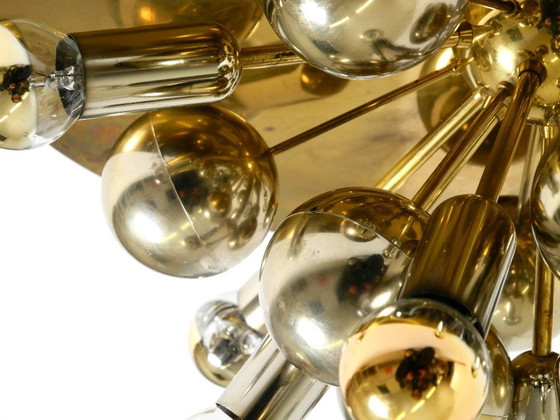 Image 1 of Original 1970s large Cosack Sputnik Space Age ceiling lamp in brass color