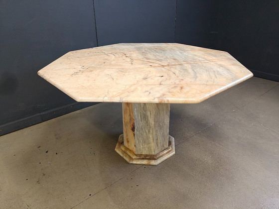 Image 1 of Octogonal italian marble dining table 1970s