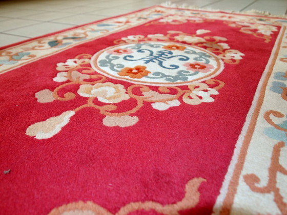 Image 1 of Handmade vintage Art Deco Chinese rug 2.5' x 4.5' (77cm x 139cm) 1970s - 1C442