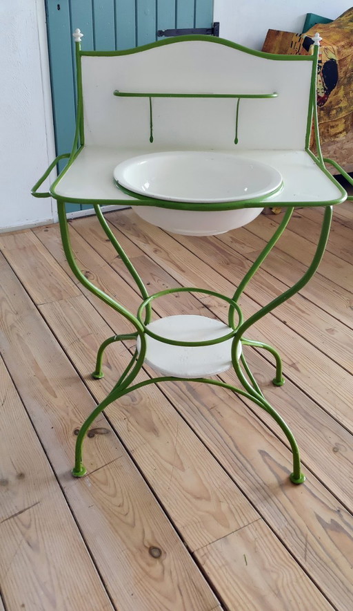 Meuble vasque vintage avec vasque en céramique