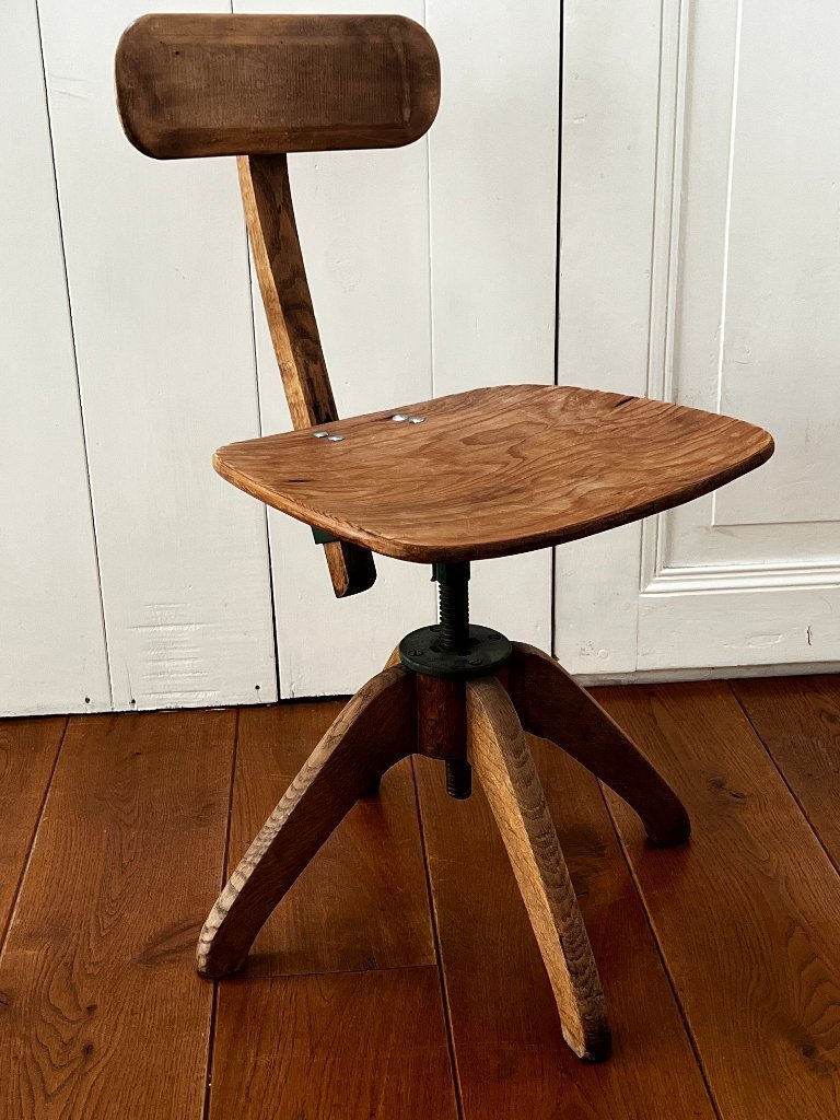 Sedia da ufficio in legno 1930, Atvidaberg Svezia