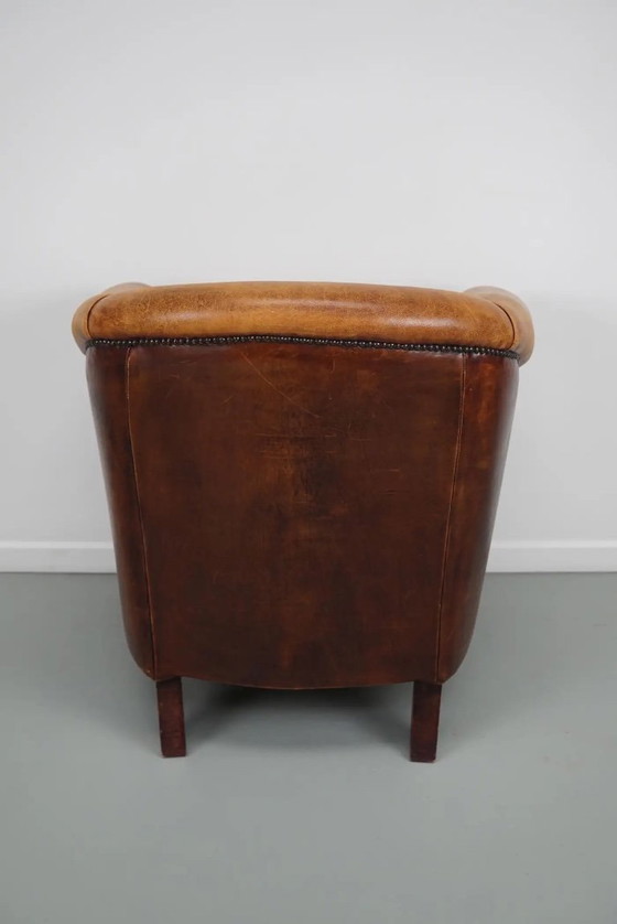 Image 1 of Vintage Nederlandse cognackleurige leren clubfauteuil