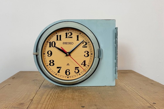 Orologio da parete vintage Seiko blu a doppia faccia con raffigurazioni di navi, anni '80 – Plastic, Glass (photo 11 of 21)