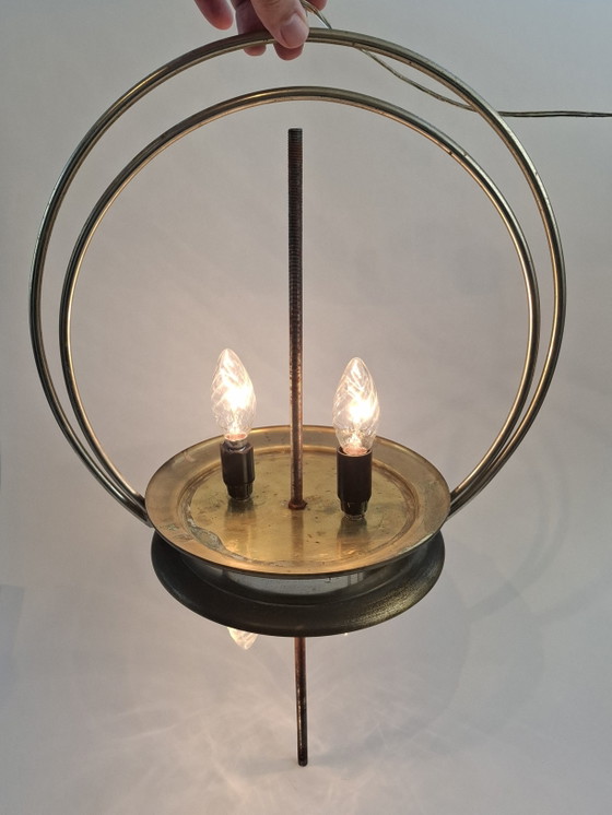 Rare large Space Age pendant lamp Goffredo Reggiani – Reggiani Illuminazione, Chrome, Brass (photo 12 of 14)