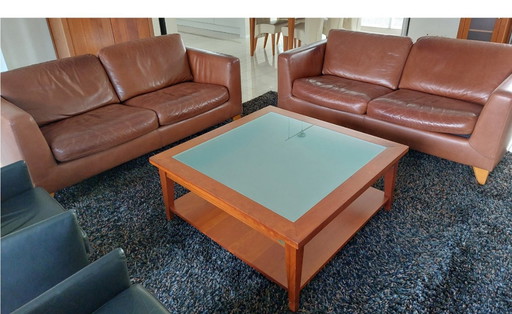 Coffee table cherry with frosted glass top