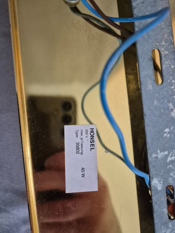 Image 1 of Applique murale Honsel vintage années 1980 – Métal doré, diffuseurs en verre, 2×E14