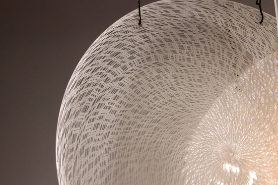 Image 1 of Lustre Carlo Nason en verre et acier – Design italien emblématique du milieu du XXe siècle (1960)