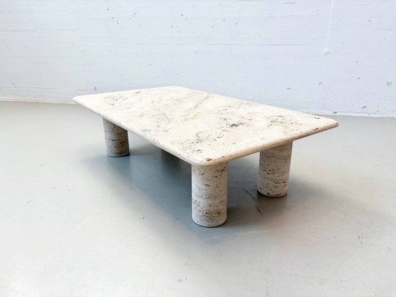 Image 1 of Travertijn salontafel van Angelo Mangiarotti voor Up & Up, Italië, jaren 70