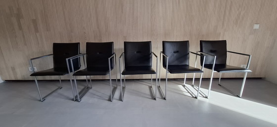 Image 1 of 5x Arco Frame Stoel Zwart Leer