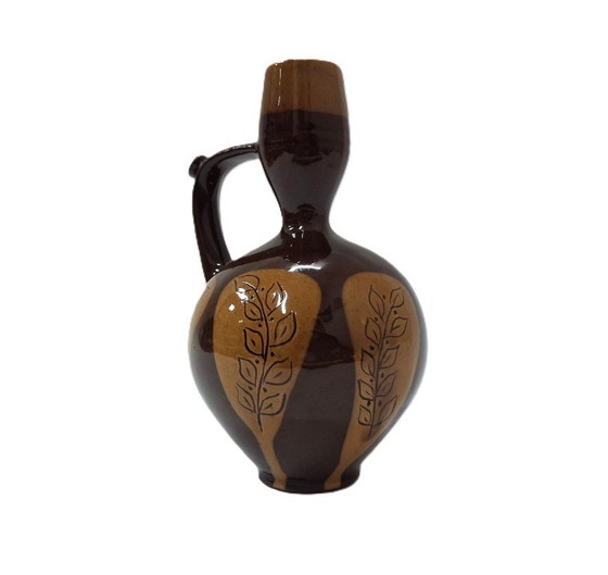 Image 1 of Vintage Ceramic Pitcher – Handcrafted Charm with Leaf Motif | 14 cm