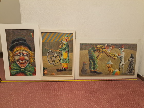 Image 1 of 3 schilderijen  clowns van Cees Witters, kunstenaar 1899-1981