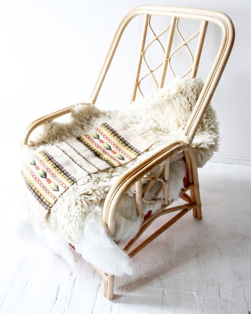 Set de Sillones Vintage de Rafia y Bambú, años 60