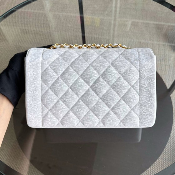Image 1 of  Chanel Diana Medium Vintage - 25CM Quilted Caviar White Gold Hardware Series 2