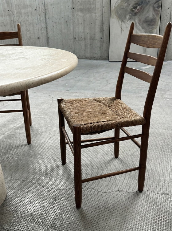 Image 1 of 4 sedie da pranzo in vimini di quercia, anni '60