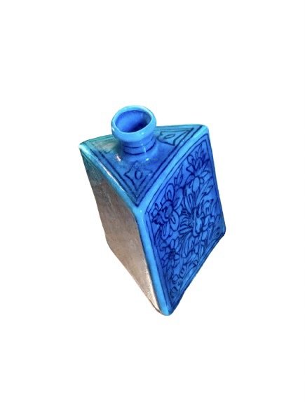 Antique turquoise Persian ceramic Vase/Flask - Qajar Style
