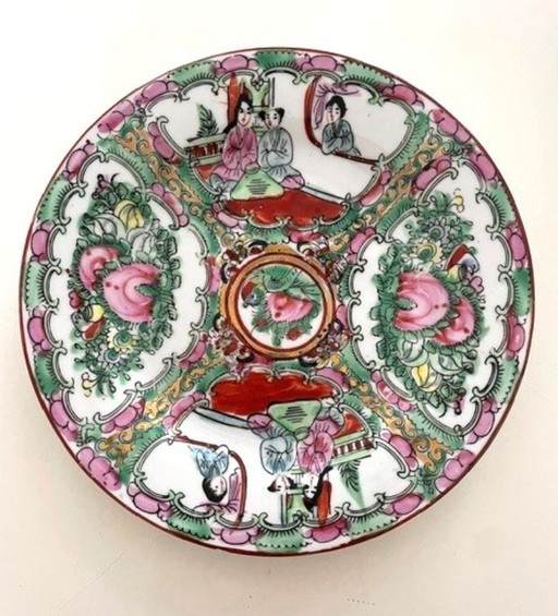 Vintage Chinese porcelain decorative plate Rose Medallion – servies