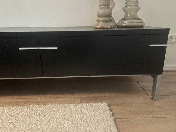 Image 1 of Pastoe Sideboard Black with Aluminum Handles and Legs