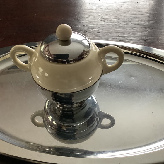 Image 1 of Art Deco plated tea set 1930 Gouda pottery