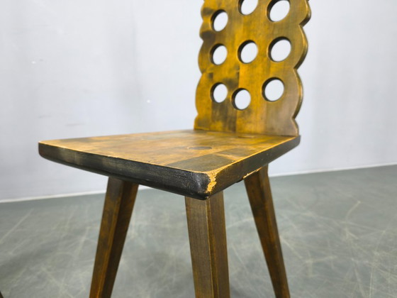 Image 1 of Set of 3 Brutalist Wooden Chairs, Czechoslovakia, 1950s