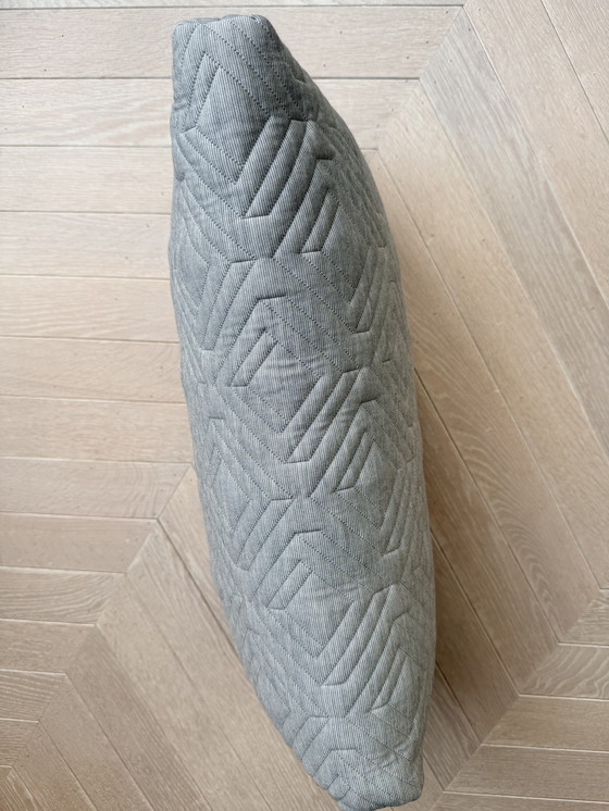 Image 1 of Ferm living, lichtgrijs dik sierkussen in ruitpatroon