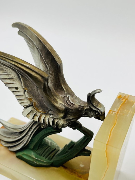 Art Deco Onyx Birds of Paradise Bookends – Decorative Objects, Marble, Metal (photo 5 of 14)