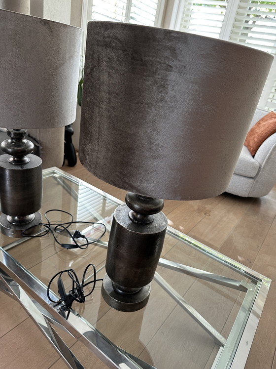 2 Light & Living Table Lamps – Metal, Velvet (photo 5 of 5)