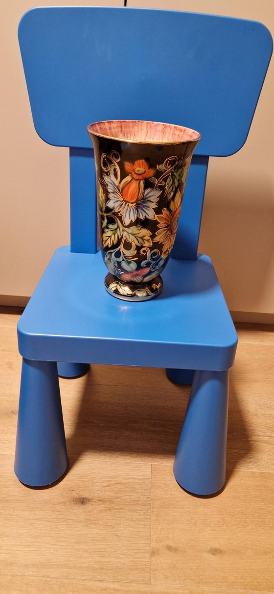 Vintage Vase Hubert Bequet Quaregnon - Hand-Painted with Gold – Ceramic (photo 9 of 15)