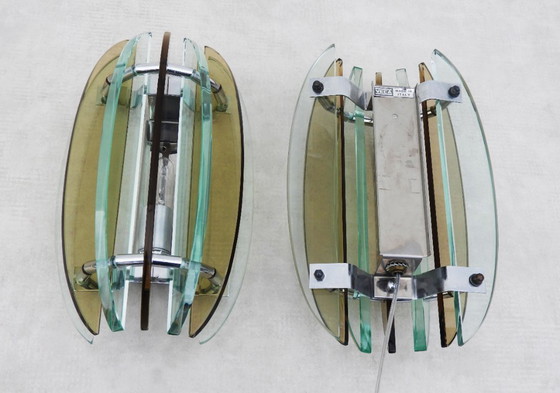 Image 1 of Coppia di applique da parete in vetro Veca, metà secolo, Italia, circa 1970