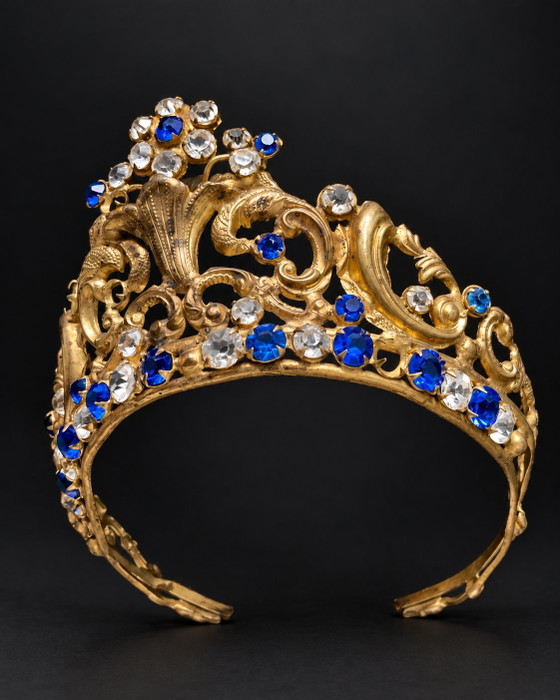 Antigua Tiara Corona Francesa para Estatua Religiosa, Latón Dorado y Cristal, c.1900 – Objetos decorativos (photo 2 of 8)