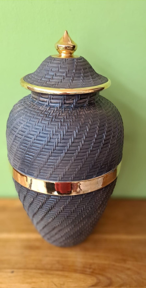 Vaso con coperchio Ceramer ceramica/ oro, Vasi, Nero (foto 2 di 8)
