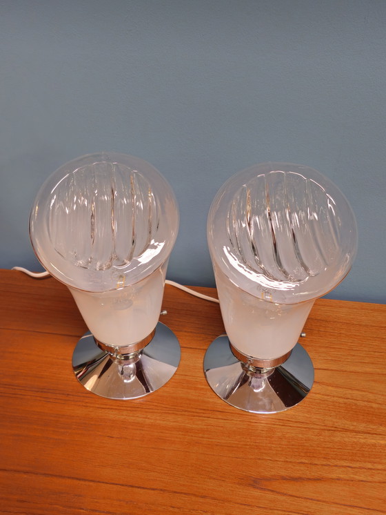 Image 1 of Set Van 2 Tafellampen Murano Italië Bedlampjes Lampen Lamp
