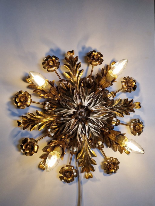 Vintage-Decken- oder Wandleuchte mit Blumenmuster – 45 cm – Illuminazione d'Arte SNC, Florenz, 1960er Jahre