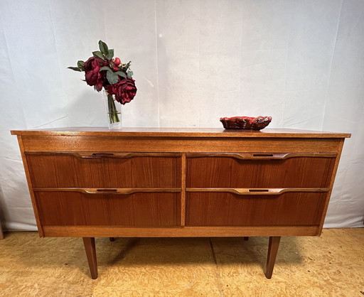 Mid-Century Retro Vintage Teak Four-Drawer Sideboard by Stonehill – 1960 Classic British Design | Sleek Storage | Timeless